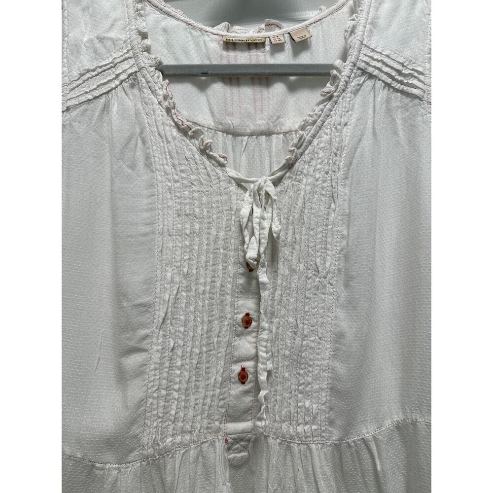 Anthropologie Holding Horses White Pleated Ruffle Boho Cottagecore Tank Size Lg - Picture 4 of 6